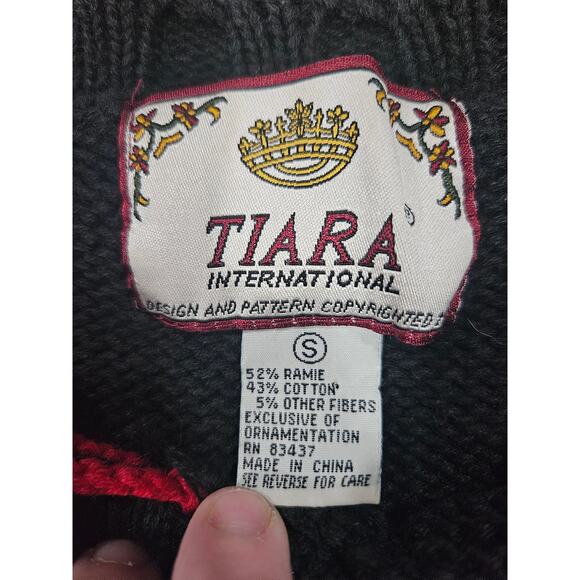 Vintage Tiara International Christmas Holiday Sweater Cardigan Sz S Embroidery - Picture 2 of 7